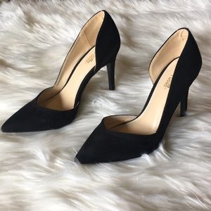 Suede pointed toe pumps